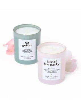 ROOM ESSENTIALS 2 Gift Set - Life of Party / Go Getter Jar Glass Soy Candles